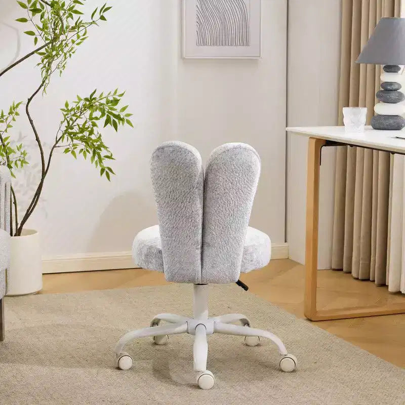 Fauteuil d’appoint pivotant réglable avec oreilles de lapin en tissu teddy bouclé