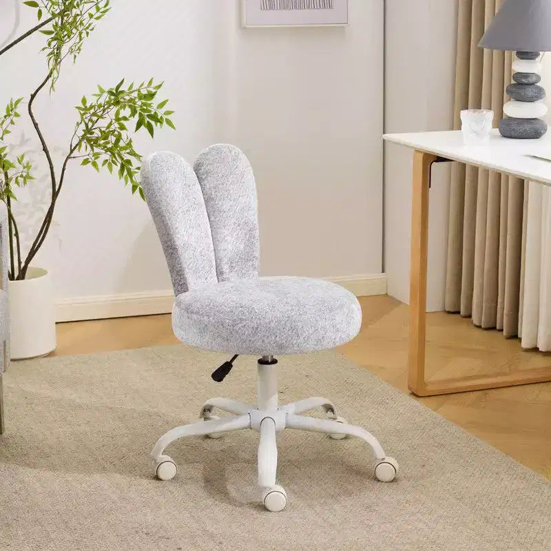 Fauteuil d’appoint pivotant réglable avec oreilles de lapin en tissu teddy bouclé