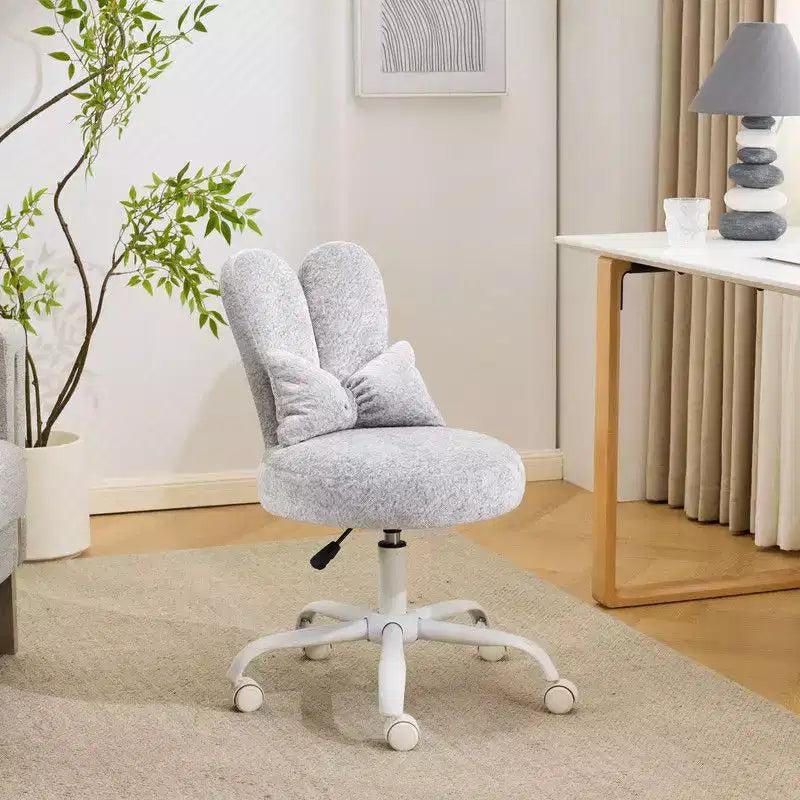 Fauteuil d’appoint pivotant réglable avec oreilles de lapin en tissu teddy bouclé