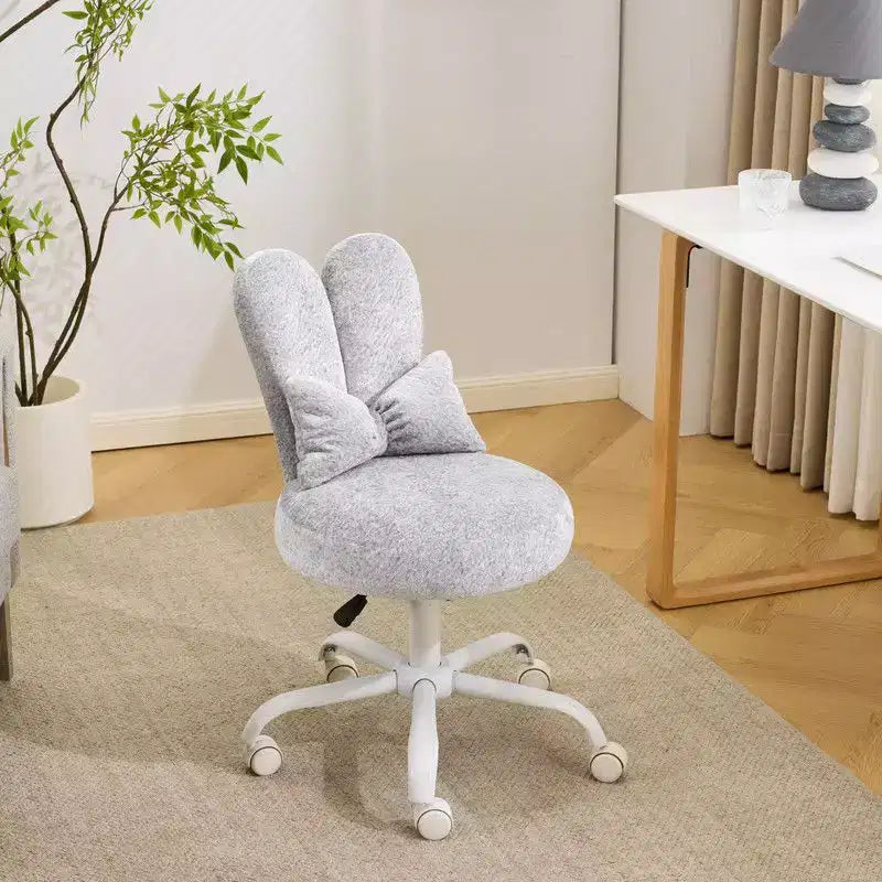Fauteuil d’appoint pivotant réglable avec oreilles de lapin en tissu teddy bouclé