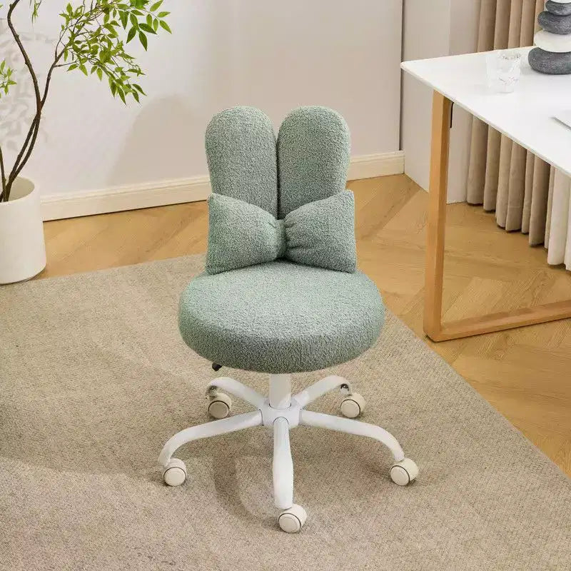 Fauteuil d’appoint pivotant réglable avec oreilles de lapin en tissu teddy bouclé