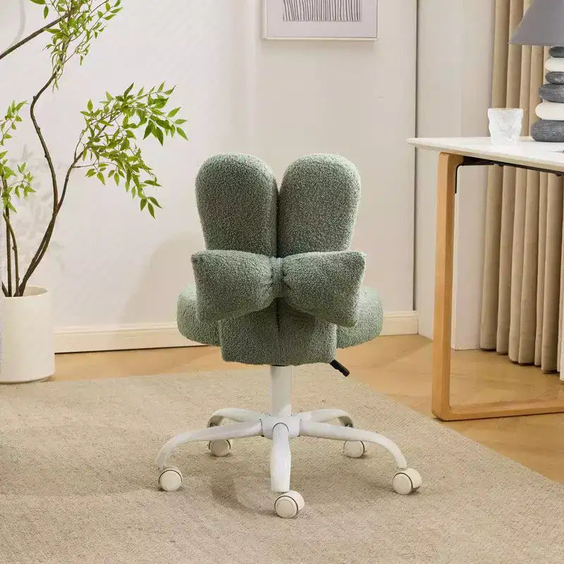 Fauteuil d’appoint pivotant réglable avec oreilles de lapin en tissu teddy bouclé
