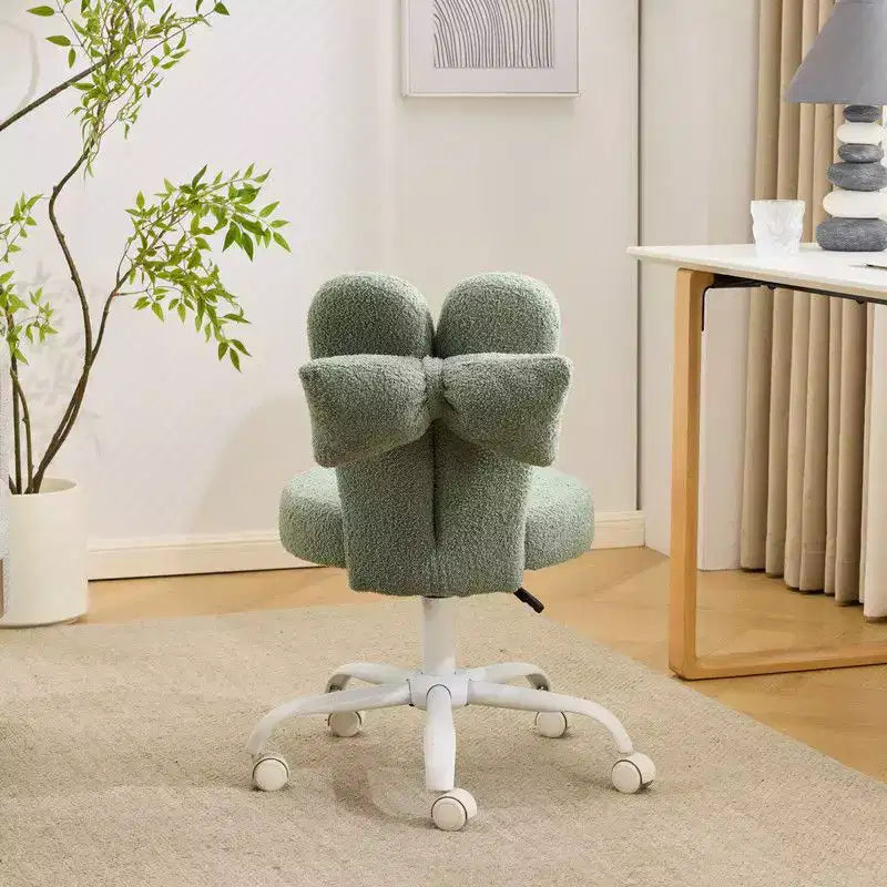 Fauteuil d’appoint pivotant réglable avec oreilles de lapin en tissu teddy bouclé