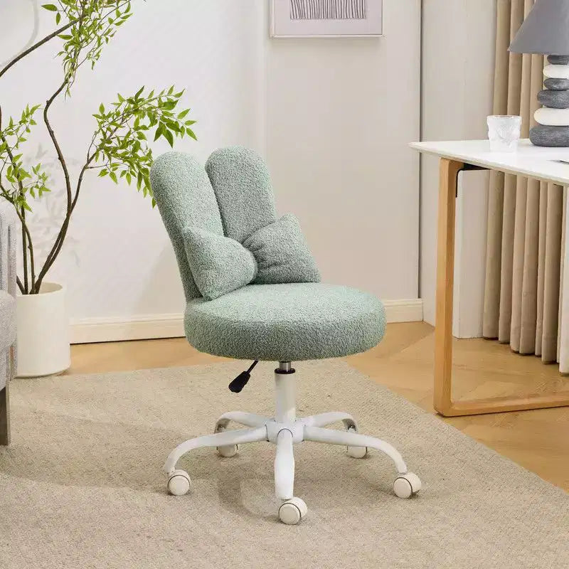 Fauteuil d’appoint pivotant réglable avec oreilles de lapin en tissu teddy bouclé