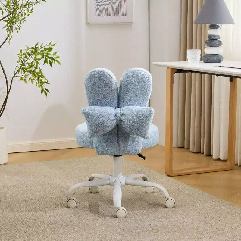 Fauteuil d’appoint pivotant réglable avec oreilles de lapin en tissu teddy bouclé