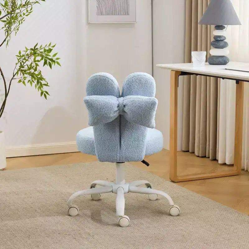 Fauteuil d’appoint pivotant réglable avec oreilles de lapin en tissu teddy bouclé