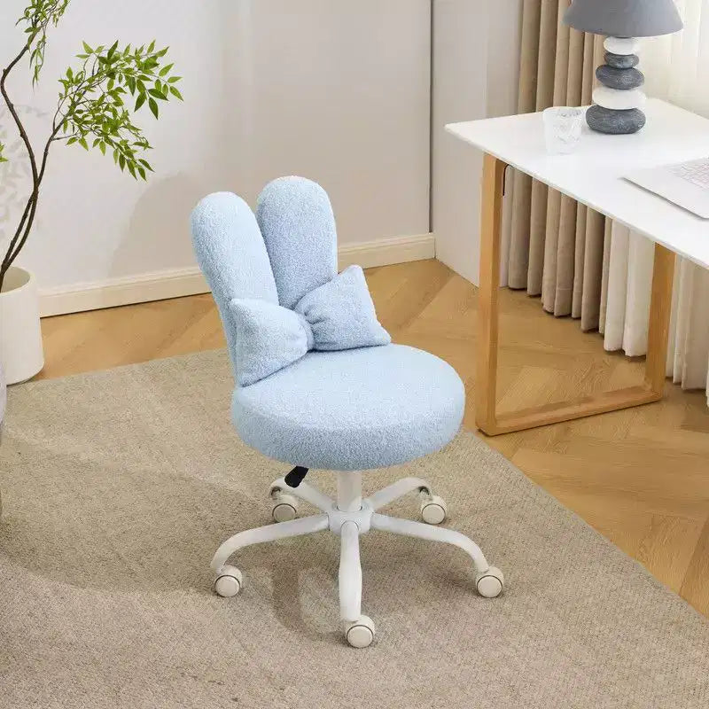 Fauteuil d’appoint pivotant réglable avec oreilles de lapin en tissu teddy bouclé