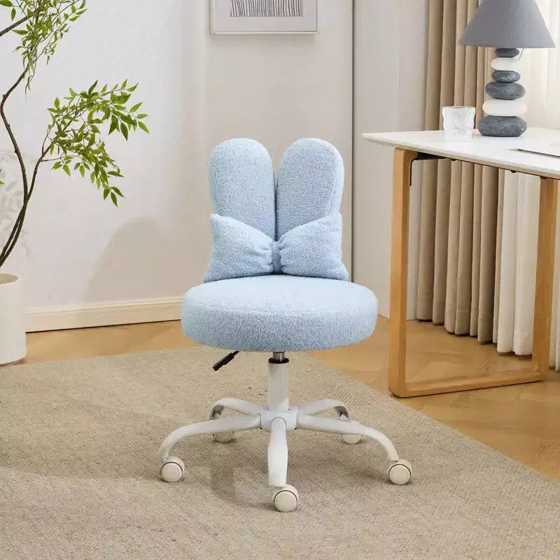 Fauteuil d’appoint pivotant réglable avec oreilles de lapin en tissu teddy bouclé