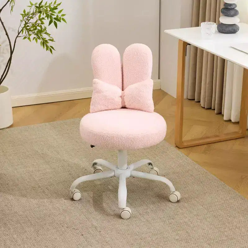 Fauteuil d’appoint pivotant réglable avec oreilles de lapin en tissu teddy bouclé