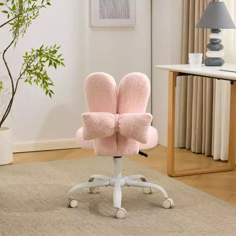 Fauteuil d’appoint pivotant réglable avec oreilles de lapin en tissu teddy bouclé