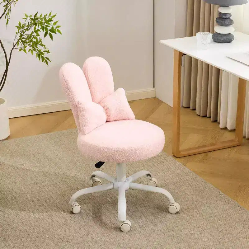Fauteuil d’appoint pivotant réglable avec oreilles de lapin en tissu teddy bouclé