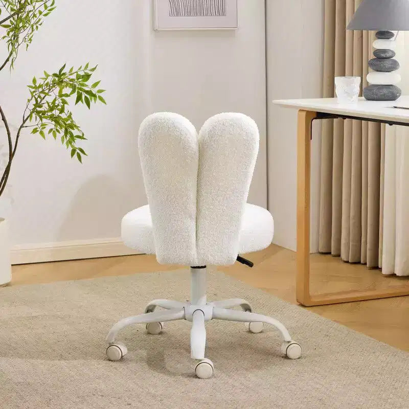 Fauteuil d’appoint pivotant réglable avec oreilles de lapin en tissu teddy bouclé