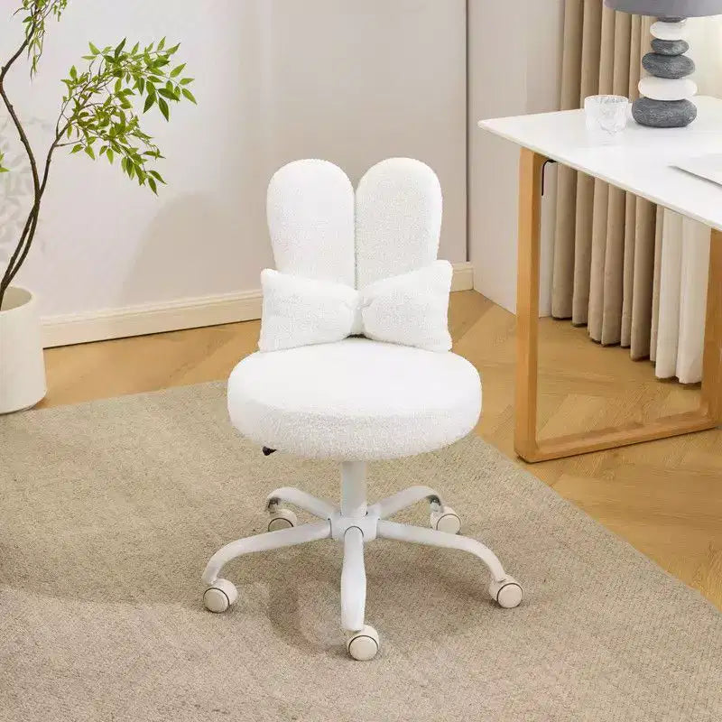 Fauteuil d’appoint pivotant réglable avec oreilles de lapin en tissu teddy bouclé