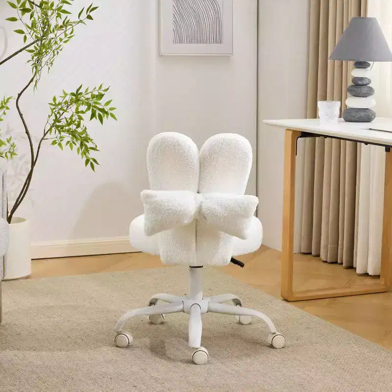 Fauteuil d’appoint pivotant réglable avec oreilles de lapin en tissu teddy bouclé