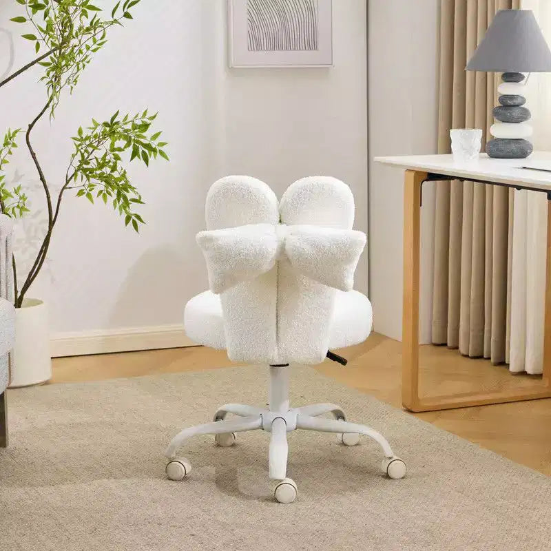 Fauteuil d’appoint pivotant réglable avec oreilles de lapin en tissu teddy bouclé