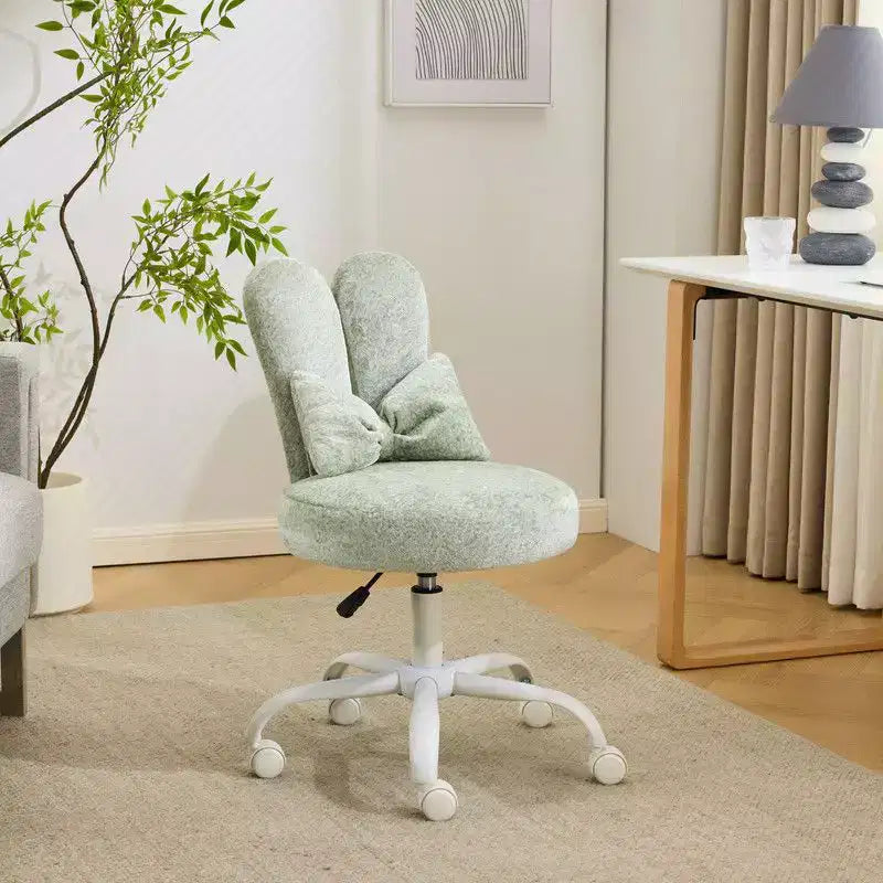 Fauteuil d’appoint pivotant réglable avec oreilles de lapin en tissu teddy bouclé