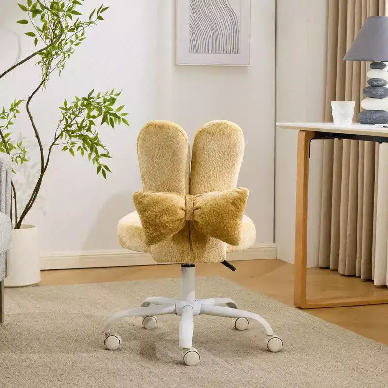 Fauteuil d’appoint pivotant réglable avec oreilles de lapin en tissu teddy bouclé