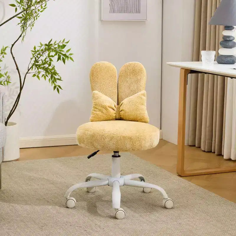 Fauteuil d’appoint pivotant réglable avec oreilles de lapin en tissu teddy bouclé