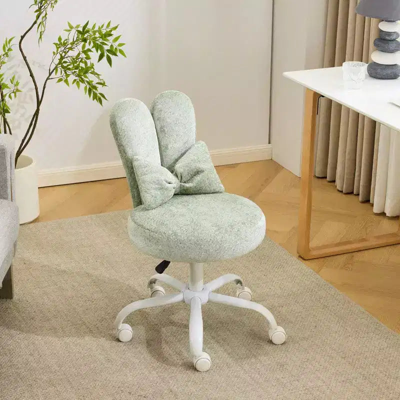 Fauteuil d’appoint pivotant réglable avec oreilles de lapin en tissu teddy bouclé