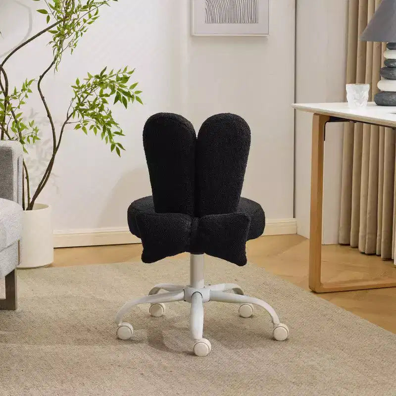 Fauteuil d’appoint pivotant réglable avec oreilles de lapin en tissu teddy bouclé