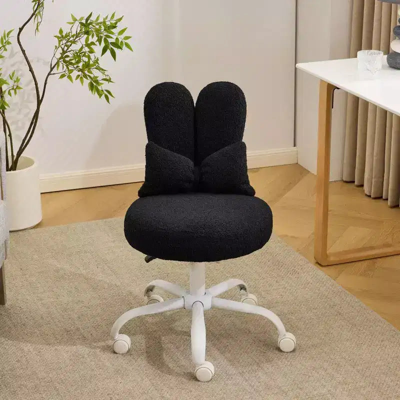 Fauteuil d’appoint pivotant réglable avec oreilles de lapin en tissu teddy bouclé