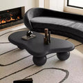 47 Zoll großer Couchtisch in Wolkenform mit Kugelbeinen, moderner, unregelmäßig geformter Wohnzimmertisch, schwarz