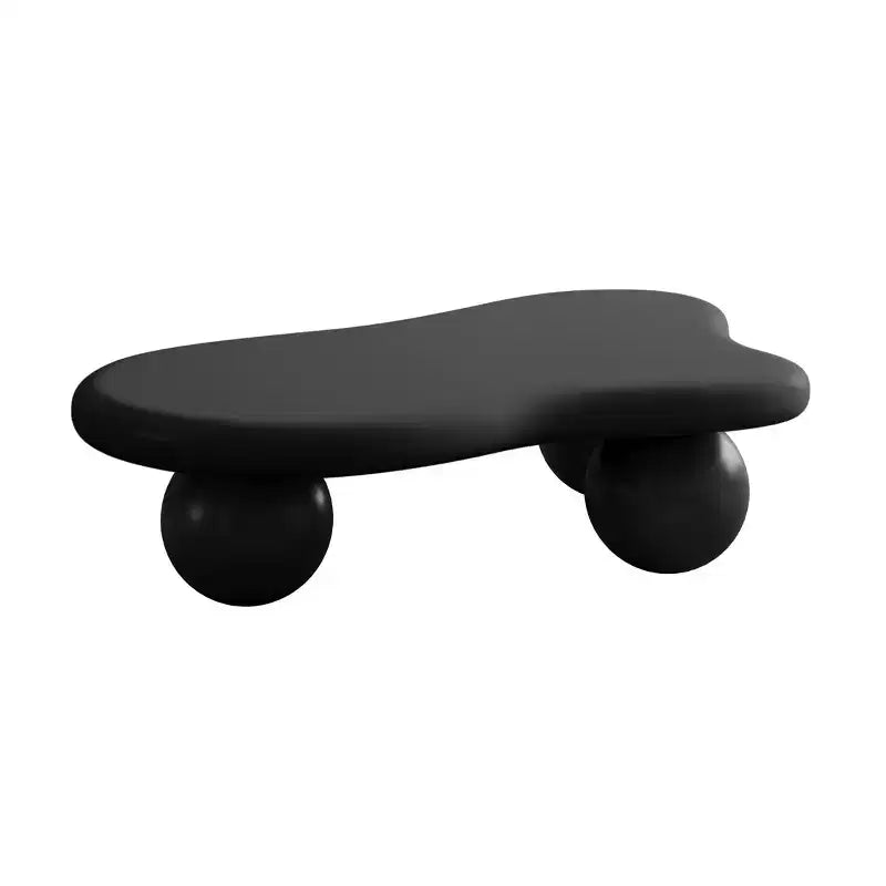 47 Zoll großer Couchtisch in Wolkenform mit Kugelbeinen, moderner, unregelmäßig geformter Wohnzimmertisch, schwarz