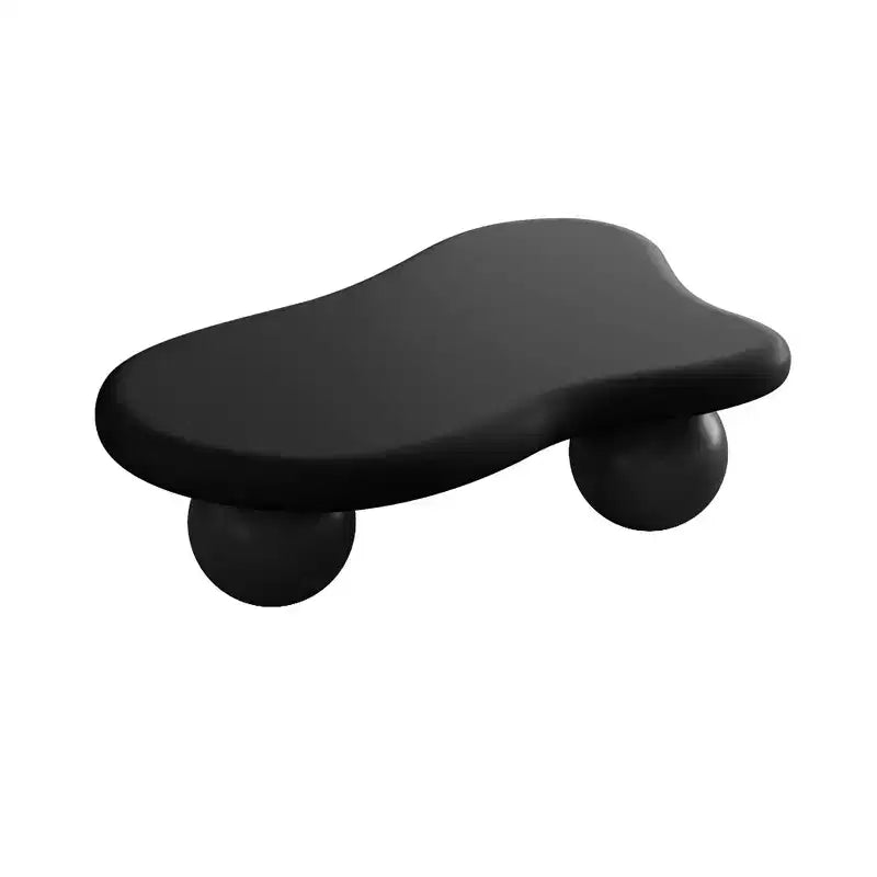 47 Zoll großer Couchtisch in Wolkenform mit Kugelbeinen, moderner, unregelmäßig geformter Wohnzimmertisch, schwarz