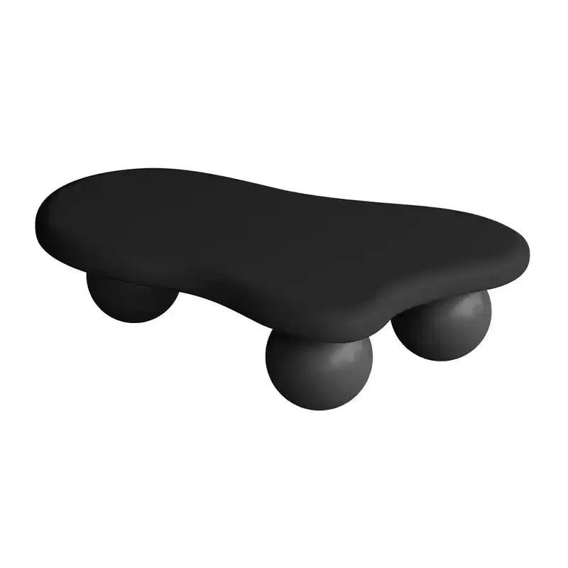 47 Zoll großer Couchtisch in Wolkenform mit Kugelbeinen, moderner, unregelmäßig geformter Wohnzimmertisch, schwarz