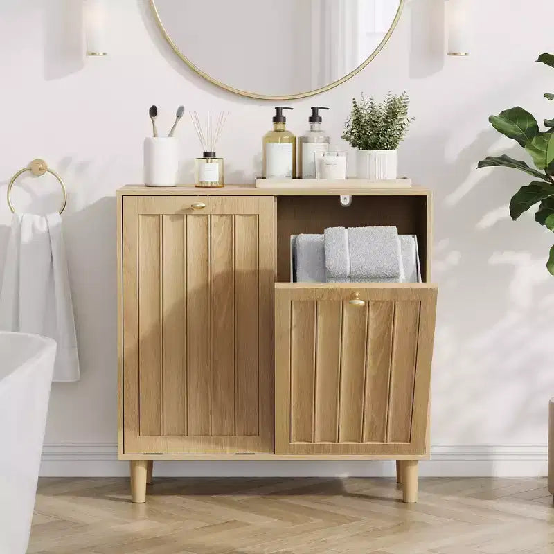 Moderner Wäscheschrank aus Holz mit 70 Zoll Höhe und herausnehmbarem Korb