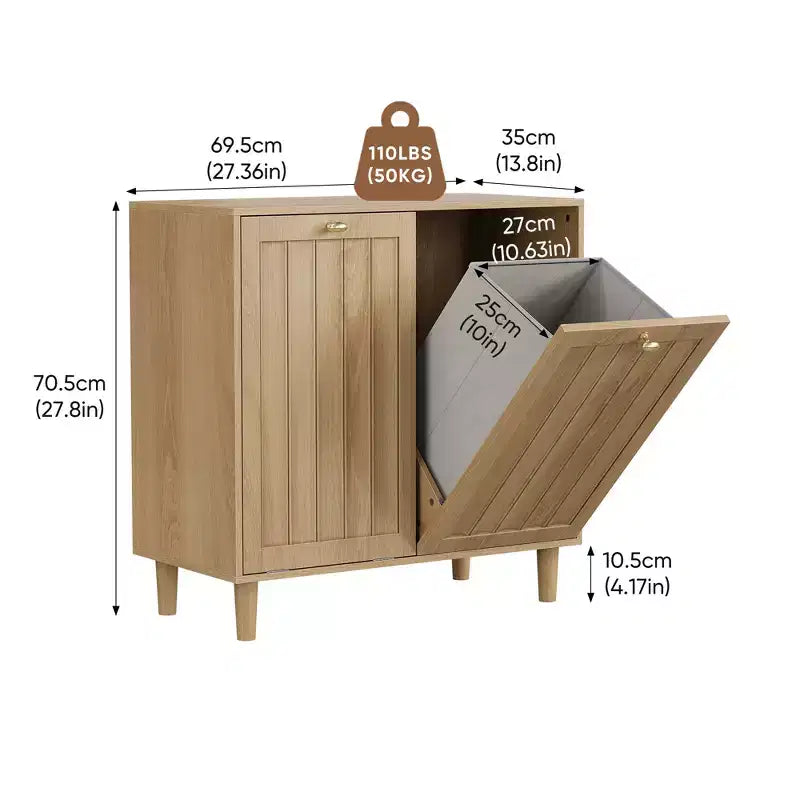 Moderner Wäscheschrank aus Holz mit 70 Zoll Höhe und herausnehmbarem Korb