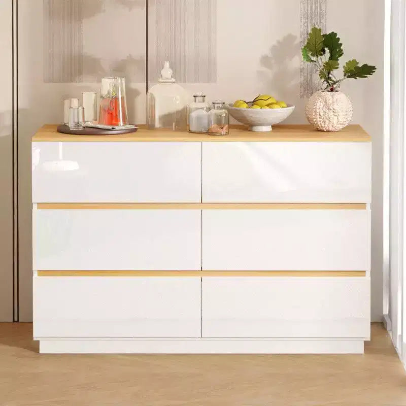 Commode de 47 pouces à deux rangées et six tiroirs, couleurs contrastées