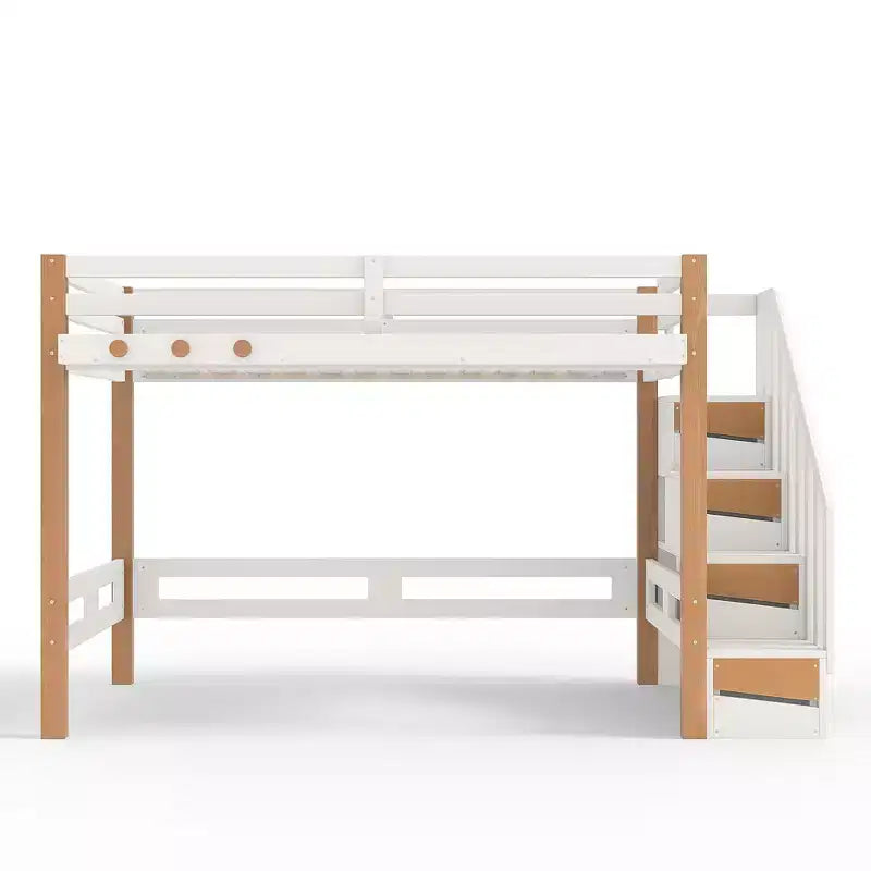 Modernes Hochbett im Loft-Stil mit Kleiderhaken, Ablagefächern und Platz unter dem Bett