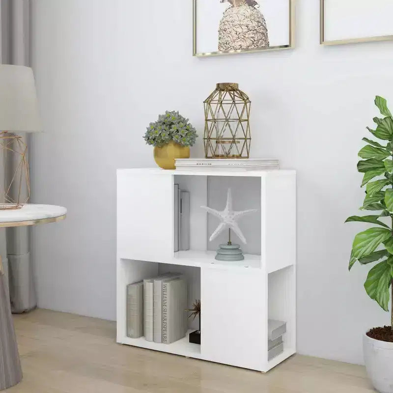 Bibliothèque blanche en bois d’ingénierie, format moyen