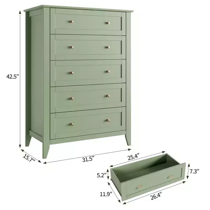 Commode à 5 tiroirs pour chambre, grande commode moderne avec poignées en métal, meuble de rangement en bois pour placard, salon et couloir