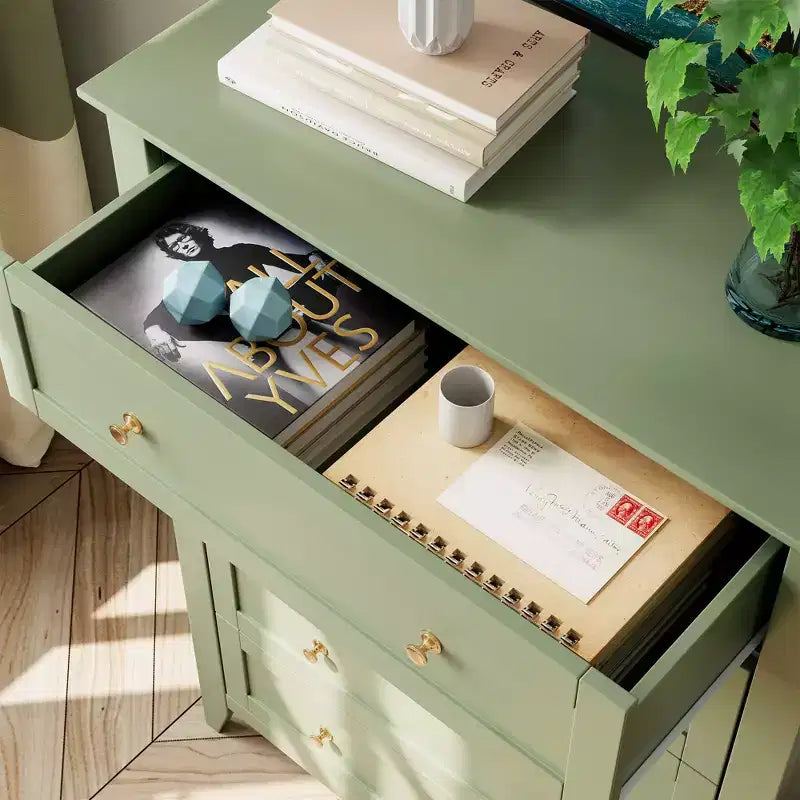 Commode à 5 tiroirs pour chambre, grande commode moderne avec poignées en métal, meuble de rangement en bois pour placard, salon et couloir