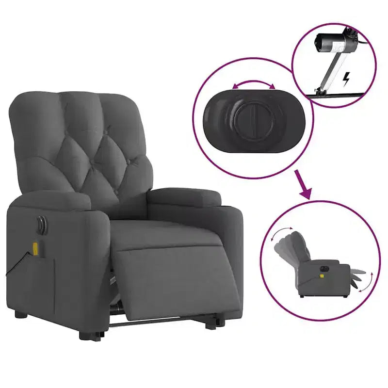 Sillón reclinable de masaje de pie, gris oscuro