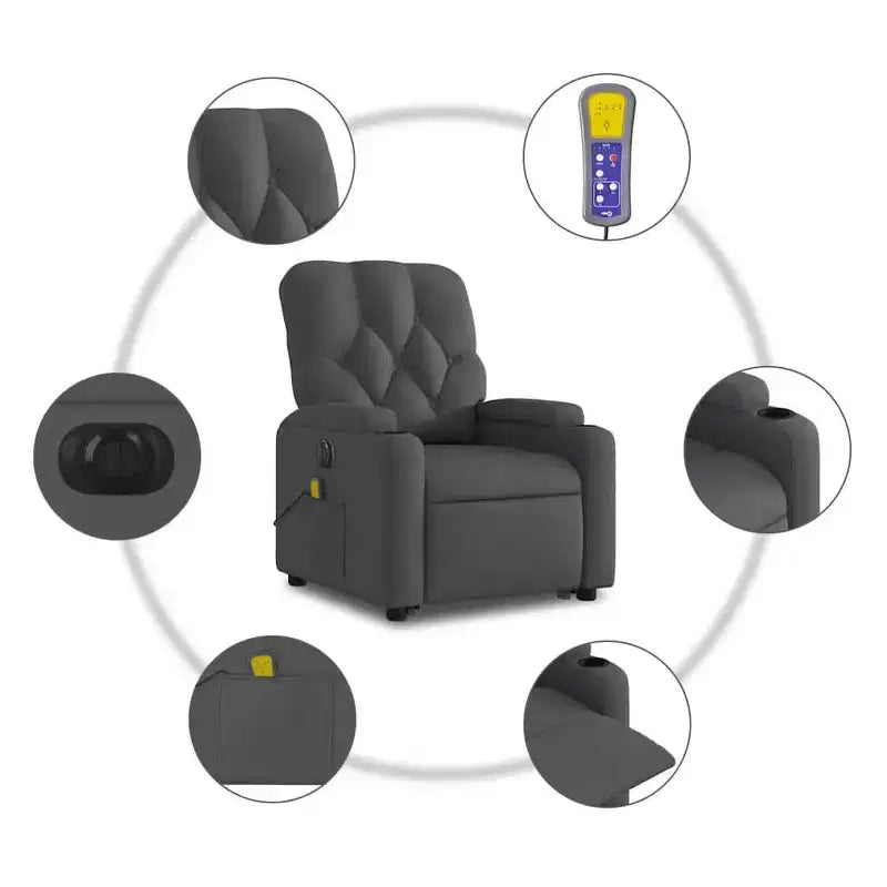 Sillón reclinable de masaje de pie, gris oscuro