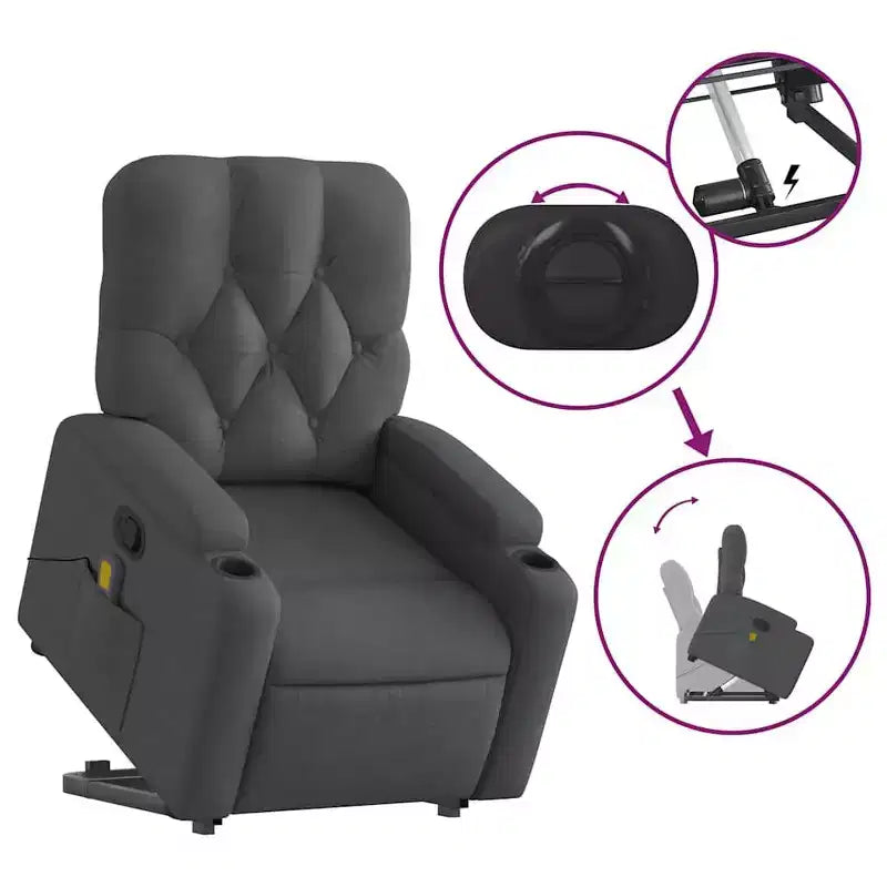 Sillón reclinable de masaje de pie, gris oscuro