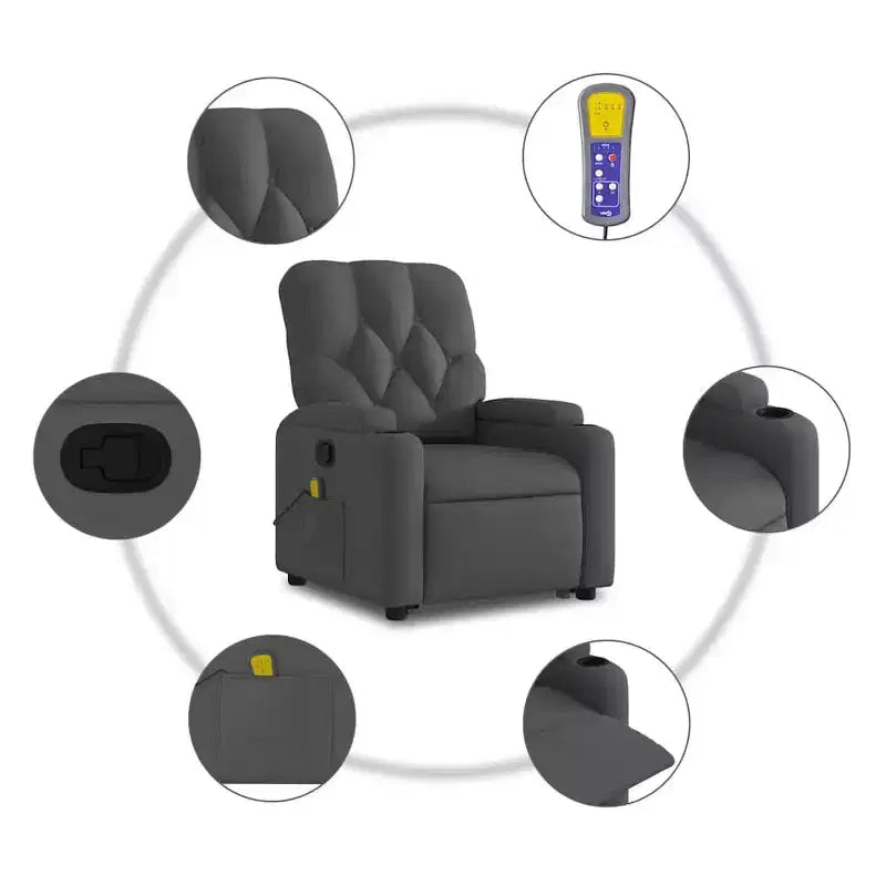 Sillón reclinable de masaje de pie, gris oscuro