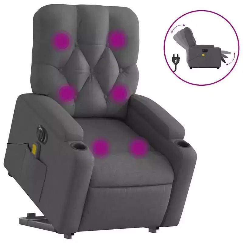 Aufstehsessel mit Massagefunktion, Dunkelgrau