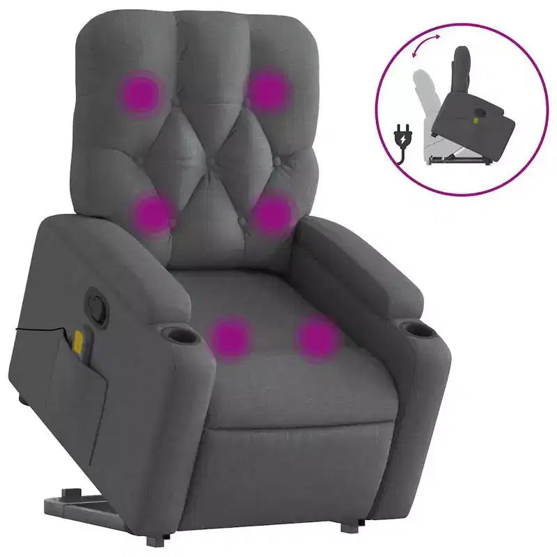 Aufstehsessel mit Massagefunktion, Dunkelgrau