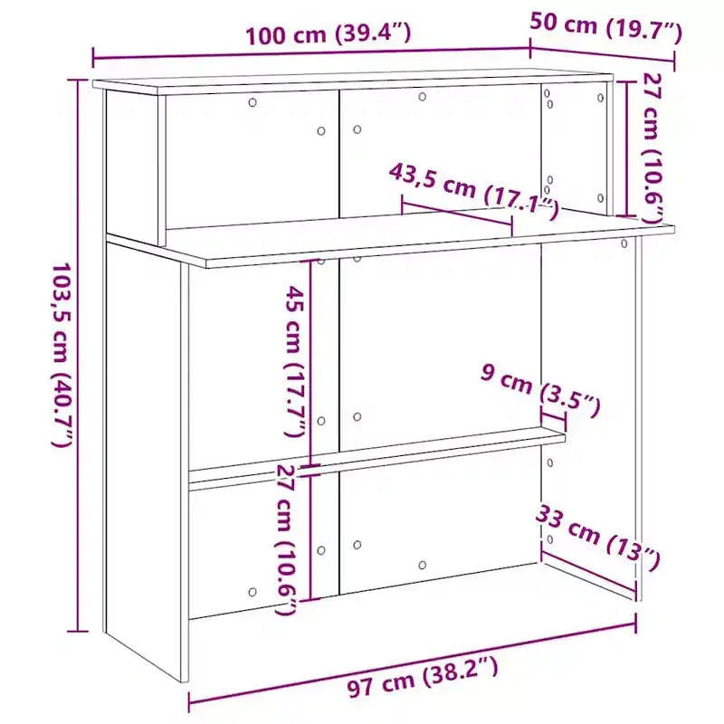 Empfangstresen, Schwarz, 39.4x19.7x40.7, Holzwerkstoff