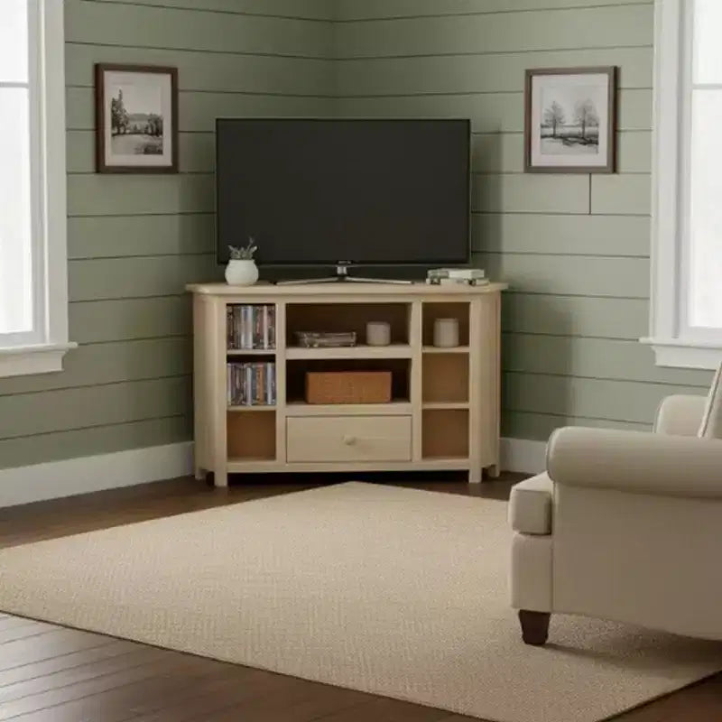 Meuble TV d’angle pour téléviseurs jusqu’à 42", brun clair : meuble multimédia en bois massif