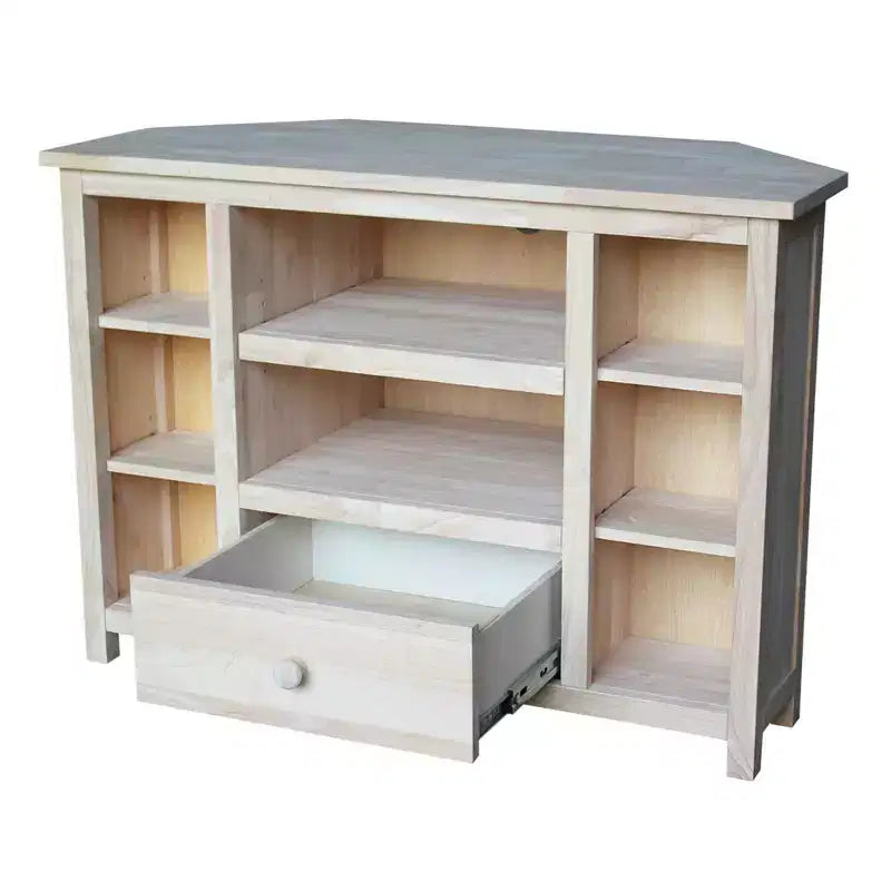 Meuble TV d’angle pour téléviseurs jusqu’à 42", brun clair : meuble multimédia en bois massif