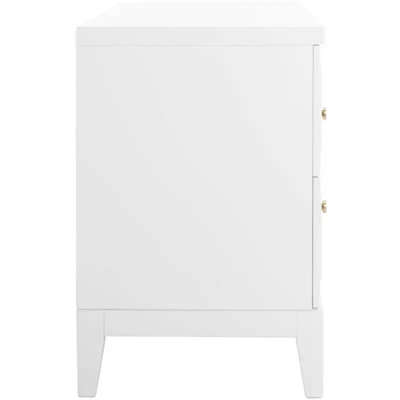 Mesita de noche con 2 cajones - NST6602 - blanca/dorada